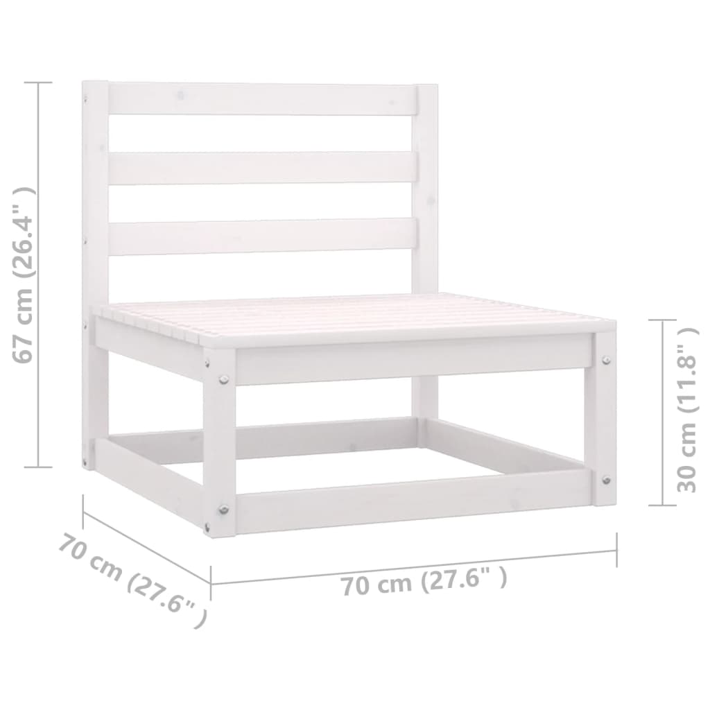 11-tlg. Garten-Lounge-Set mit Kissen Weiss Kiefer Massivholz